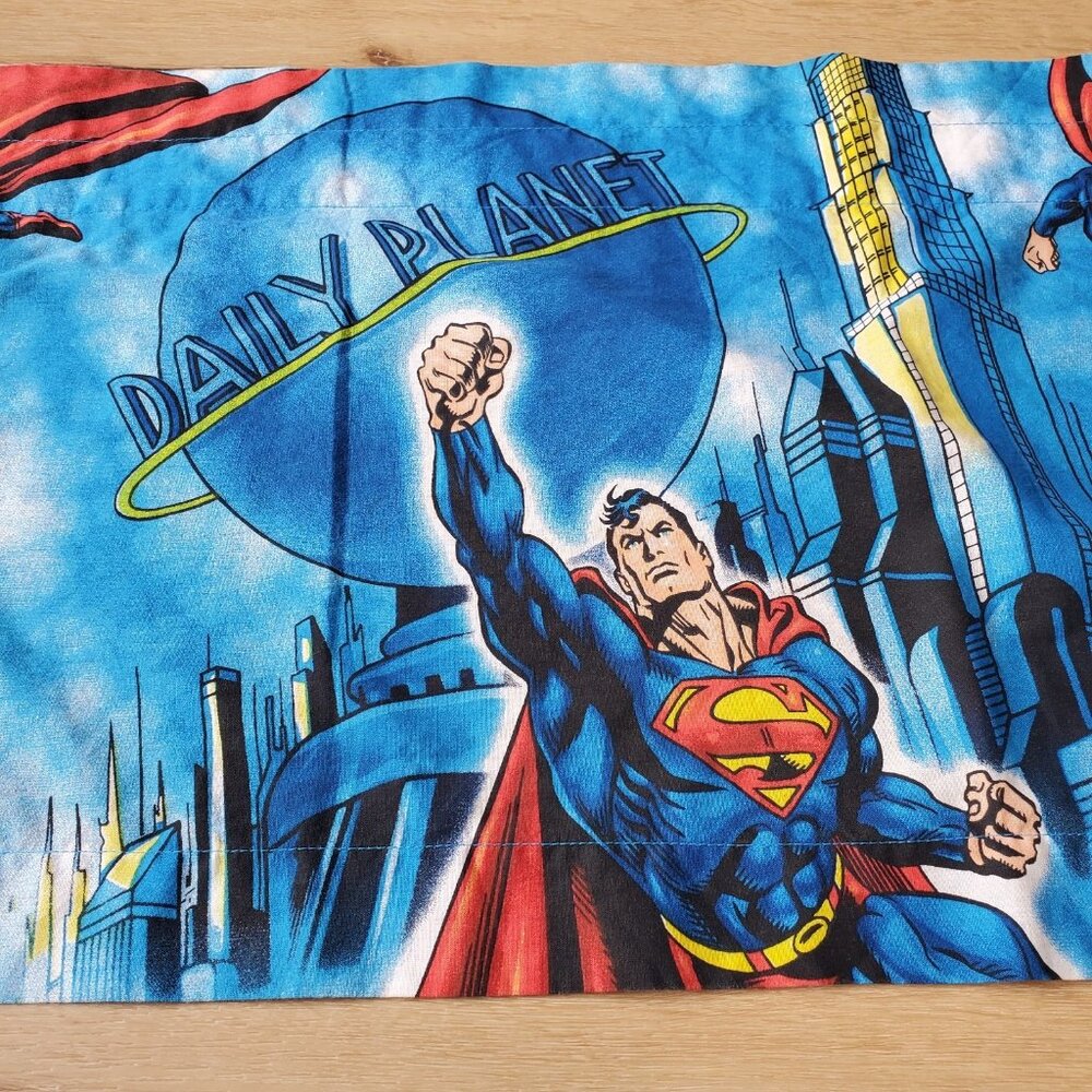 SUPERMAN Daily Planet Gotham DC Comics Window Valance Curtain Set Lot Of 2 83x16